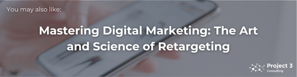Link to Mastering Digital Marketing: the art and science of Retargeting, shown on a background of a hand holding a phone as the user shops for clothing