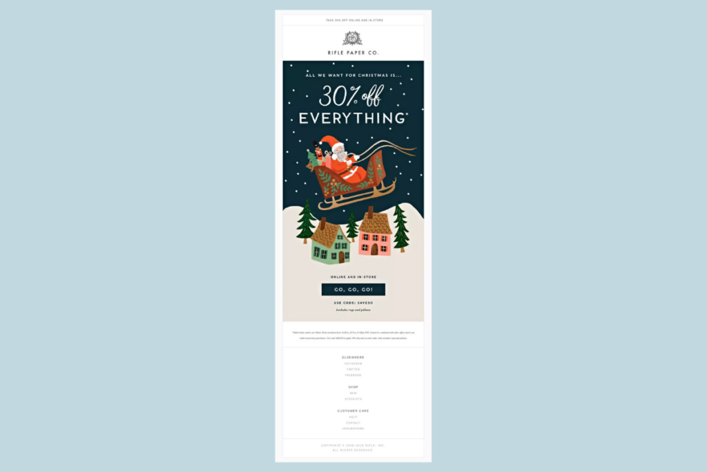 Example of a great mobile-friendly holiday promotion email